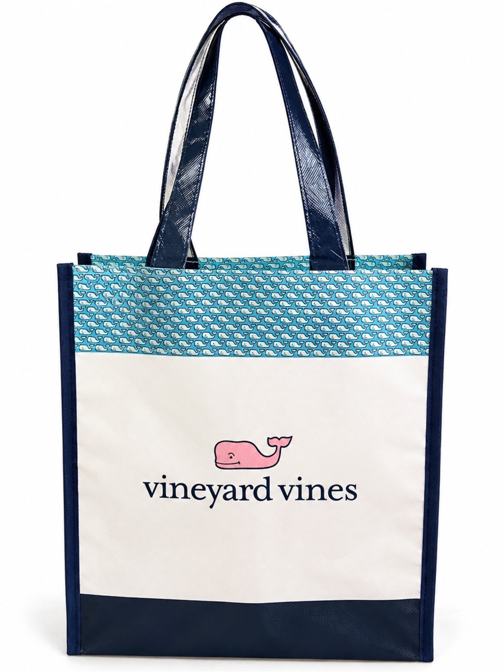Vineyard Vines Whale Logo Reusable Tote Shopping Bag Blue White